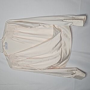 Sincerely Jules ivory cream wrap across long sleeve poplin blouse top sz XS